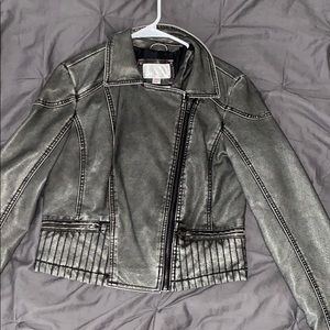Grey Faux Leather Jacket